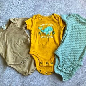 3-Pack Baby Boy Onesies | Neutral & Fun Prints | Size NB | 100% Cotton